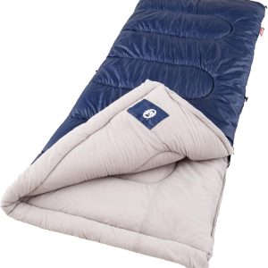 Coleman Brazos 20/30°F Adult Cool-Weather Sleeping Bag with No-Snag Zipper & Stuff Sack, Machine Washable, Great for Camping, Traveling, Guests, & More